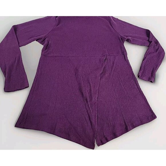 DG2 Diane Gilman Sweater Sz M Purple Turtleneck High Waist Faux Wrap Soft Knit - Picture 2 of 13